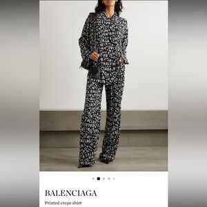 Balenciaga Monochrome Logo button down top
